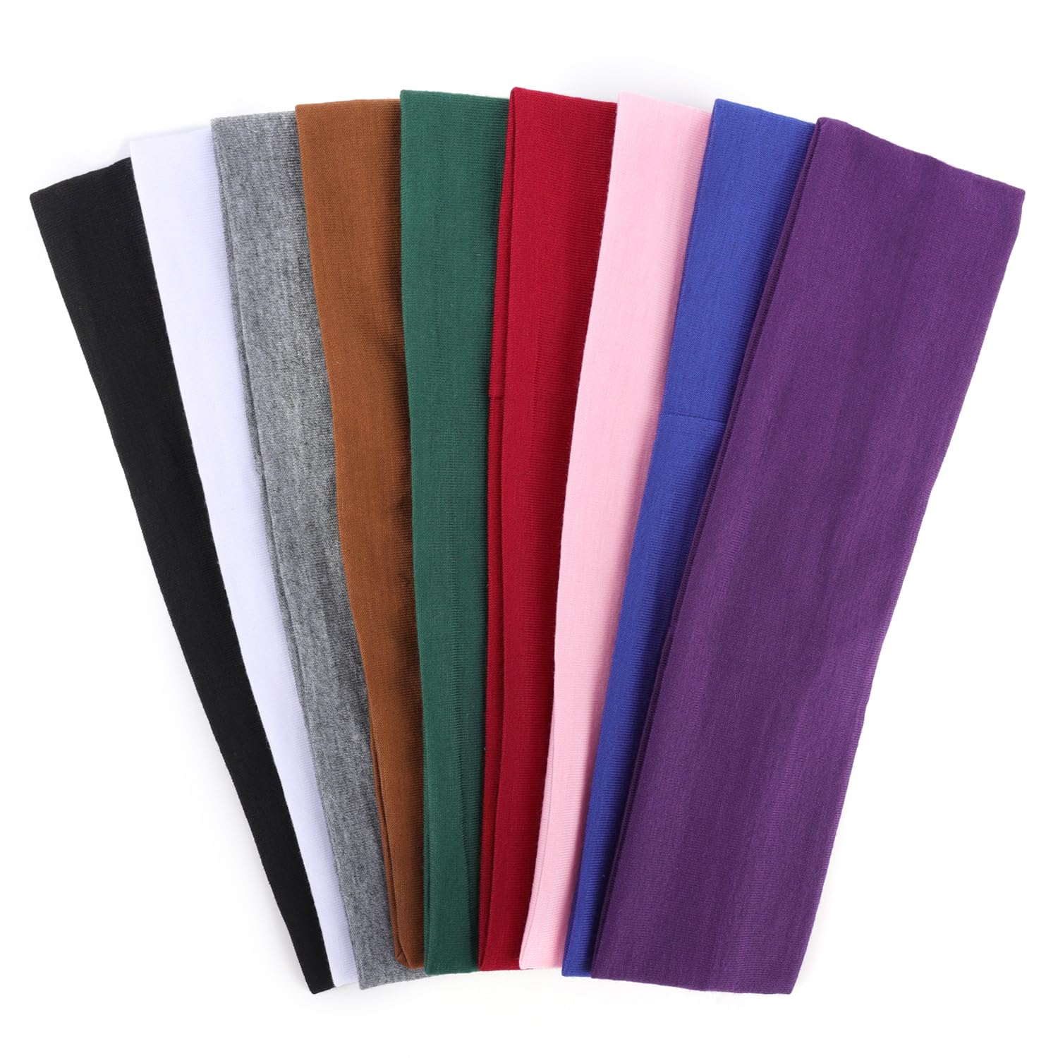 Assorted Solid Color Fabric Headbands 9 Piece Set - Image 8